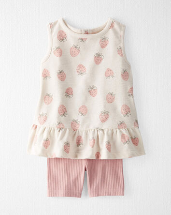 Toddler Girl 2-Piece Strawberry-Print Set Made with Organic Cotton, 