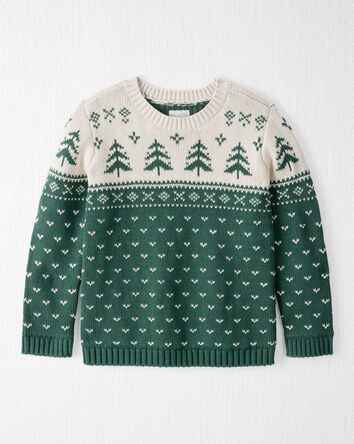 Kid Organic Cotton Evergreen Fair Isle Sweater , 