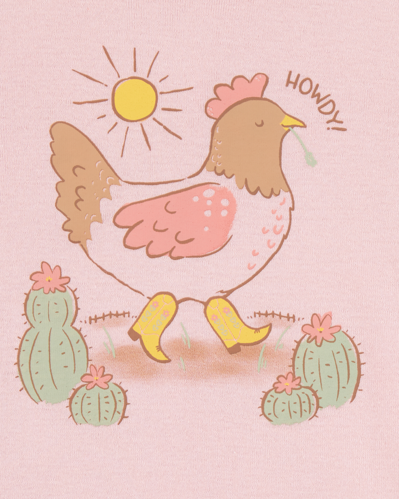 Baby Girl 2-Piece Western Chicken 100% Snug Fit Cotton Pajamas - Pink, image 2 of 4 slides