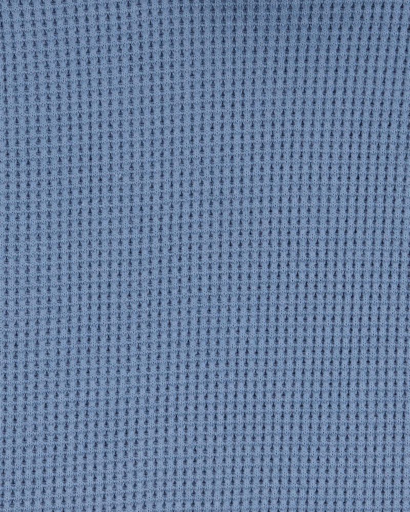 Toddler 2-Piece Waffle Knit Hooded Pullover & Drawsting Shorts Set - Blue, image 3 of 9 slides