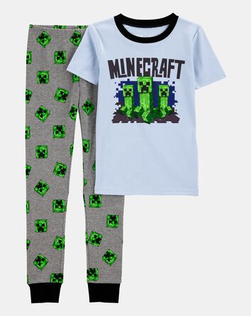 Boys Minecraft Snug Fit Cotton 2-Piece Pajamas - Blue, 