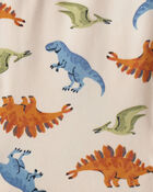 Toddler Boy Dinosaur Print DreamPlush Long-Sleeve Snug Fit 2-Piece Pajamas - Tan, image 2 of 3 slides