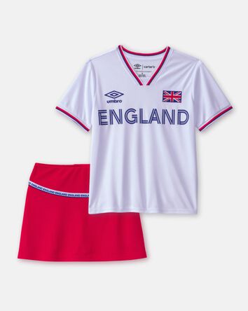 Girls 2-Piece Umbro England Soccer Jersey & Skort Set - Red/White, 