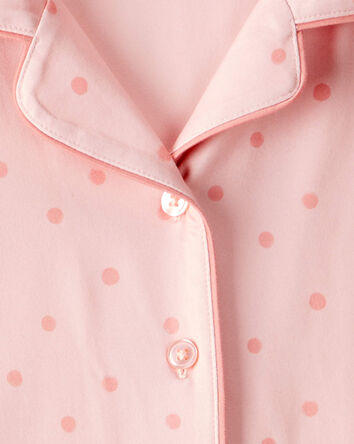 Kid 2-Piece Polka Dot Coat-Style Pajamas - Pink, 