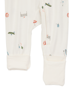 Baby Girl Camp Print 2-Way Zip PurelySoft Convertible Foot Sleep & Play Pajamas - Ivory, image 3 of 7 slides
