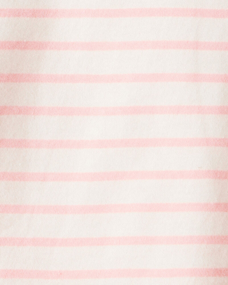 Baby Girl 2-Piece Striped Long-Sleeve Top & Solid Stretch Leggings Set - Pink/White, image 3 of 6 slides