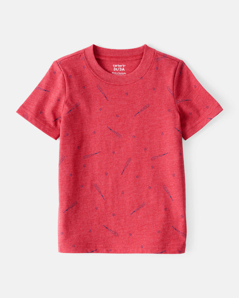 Toddler Boy Baseball Print Short-Sleeve Tee - Red, image 1 of 3 slides