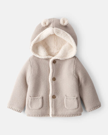 Baby Sherpa Lined Cotton Long-Sleeve Jacket - Brown, 