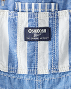 Baby Vintage Inspired Striped Chambray Overalls - Blue Wash, image 3 of 4 slides