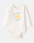 Baby "Mommy & Daddy Are My Universe" Cotton Long-Sleeve Graphic Bodysuit - Ivory, image 1 of 3 slides