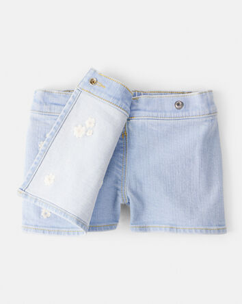 Baby Girl Embroidered Denim Skort - Blue, 