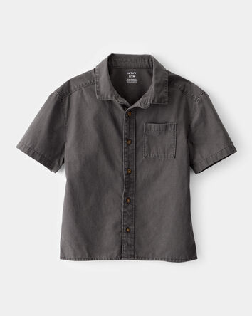 Kid Short-Sleeve Button-Down Pocket Shirt - Black, 