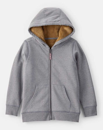Boys Hooded Zip-Up Jacket - Grey, 