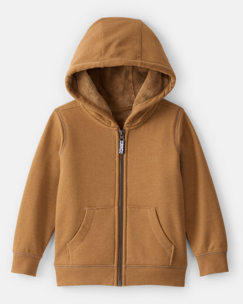 Toddler Boy Long-Sleeve Hooded Zip-Up Jacket - Brown, image 1 of 3 slides