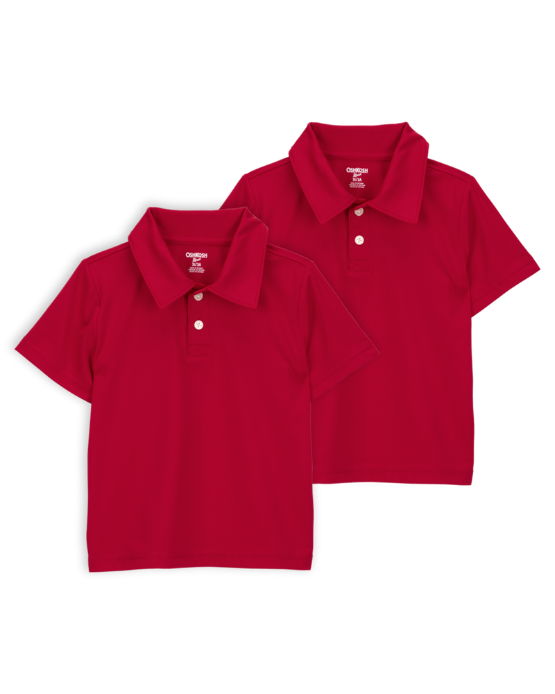 Toddler 2-Pack Active Uniform Polo Shirts in Moisture Wicking BeCool&trade; Fabric - Red, image 1 of 3 slides