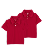 Toddler 2-Pack Active Uniform Polo Shirts in Moisture Wicking BeCool&trade; Fabric - Red, image 1 of 3 slides