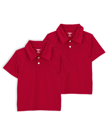 Toddler 2-Pack Active Uniform Polo Shirts in Moisture Wicking BeCool&trade; Fabric - Red, 