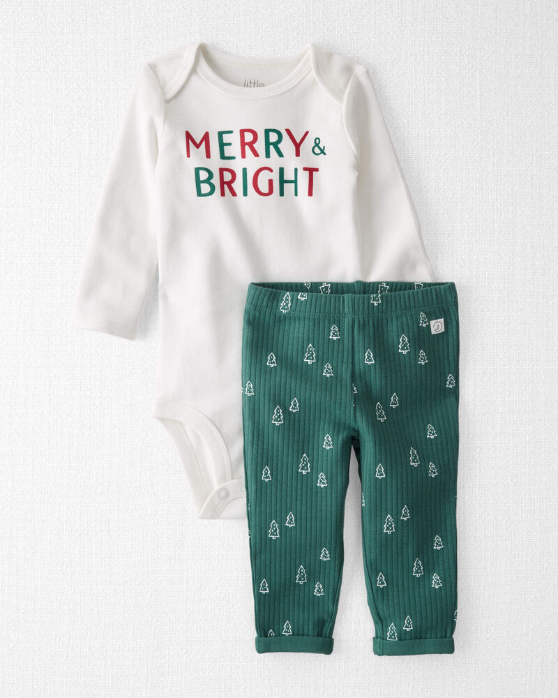 Baby Organic Cotton 2-Piece Merry and Bright Set, image 1 of 4 slides