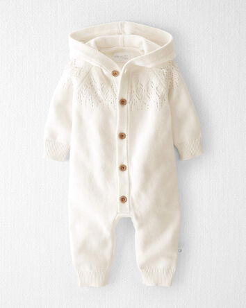 Baby Organic Cotton Sweater Knit Pointelle Jumpsuit, 