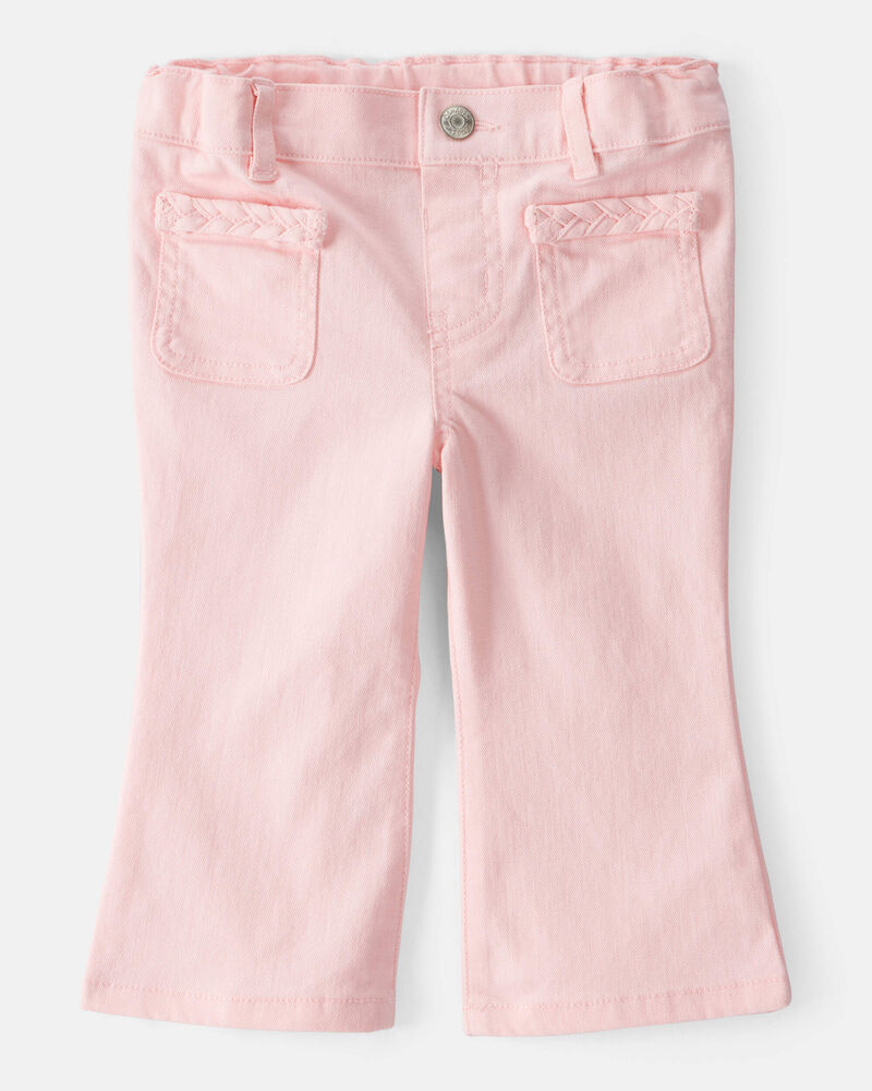 Baby Girl Cotton Flare Pants - Pink, image 1 of 5 slides
