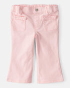 Baby Girl Cotton Flare Pants - Pink, image 1 of 5 slides