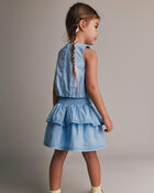 Toddler Girl Smocked Tiered Skirt - Blue, image 4 of 6 slides