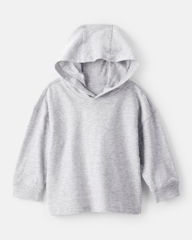 Baby Boy Cotton Long-Sleeve Hooded Top - Grey, image 1 of 3 slides