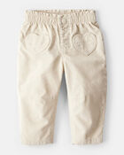 Baby Girl Heart Pocket Barrel Pants - Tan, image 1 of 5 slides