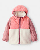Toddler Girl Sherpa Colorblock Long-Sleeve Midweight Jacket, image 1 of 3 slides