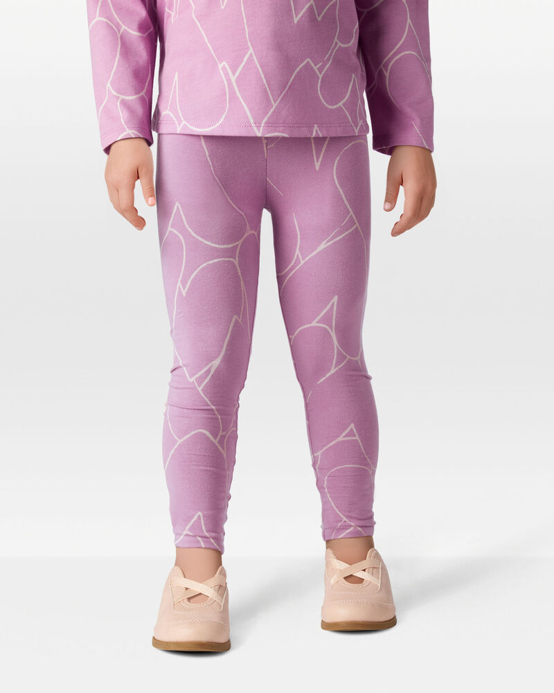 Toddler Girl Cotton Heart Stretch Leggings - Purple, image 3 of 6 slides