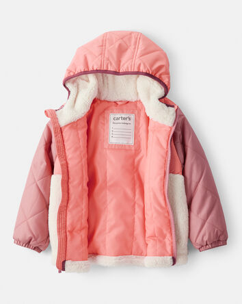 Toddler Girl Sherpa Colorblock Long-Sleeve Midweight Jacket, 
