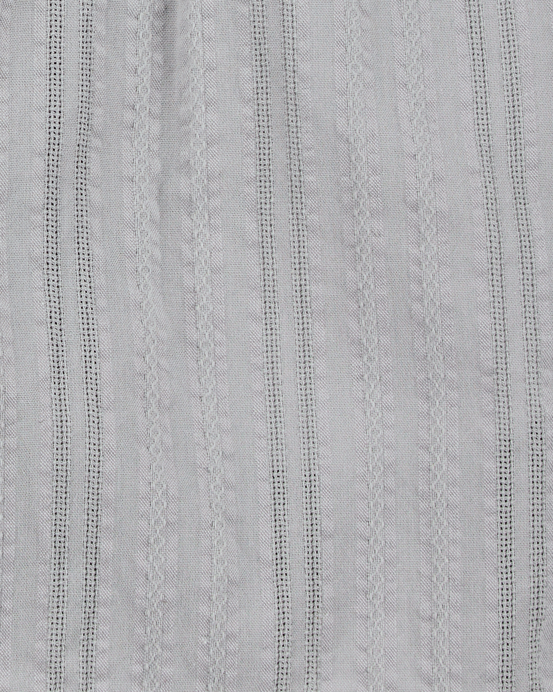 Baby 2-Piece Seersucker Button-Down Shirt & Drawstring Shorts Set - Grey, image 6 of 6 slides