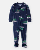 Baby Boy Christmas Cars DreamPlush Long-Sleeve Snug Fit 1-Piece Pajamas - Navy, image 1 of 4 slides