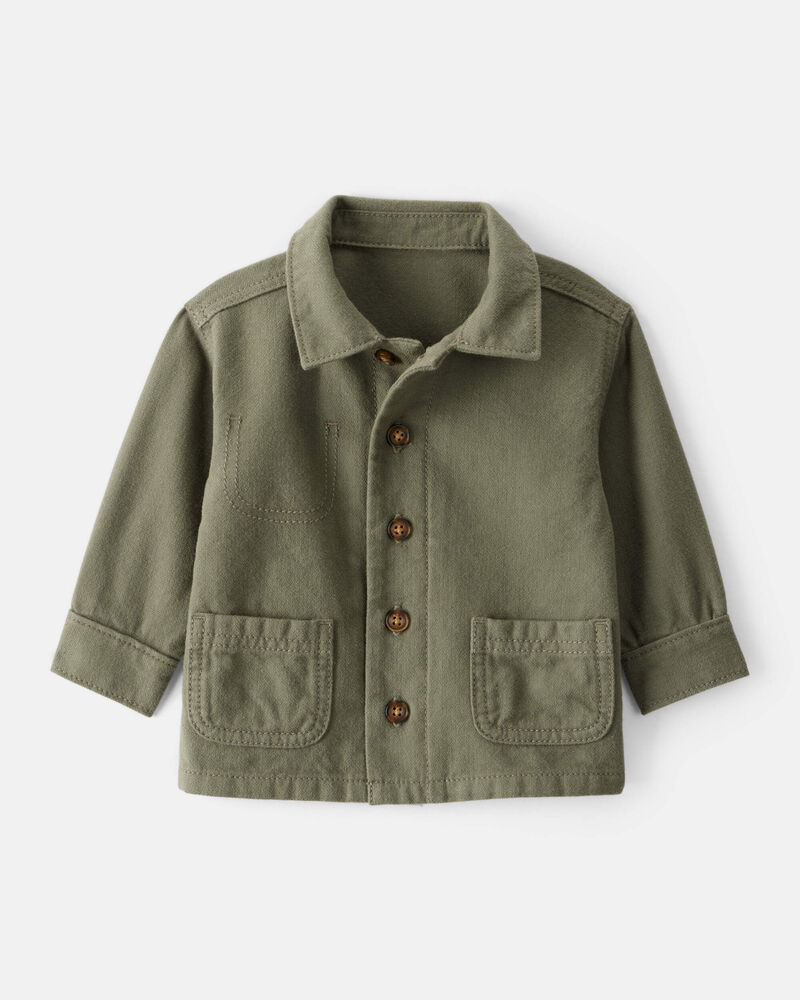 Baby Boy Herringbone Long-Sleeve Fashion Jacket - Olive, image 1 of 3 slides