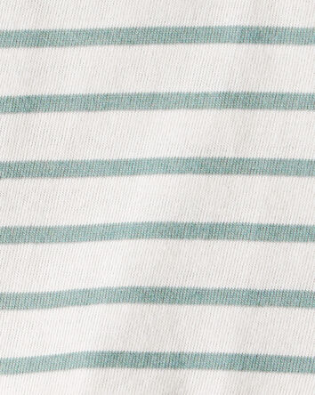 Baby Girl Striped Short-Sleeve Peplum Top - White/Green, 