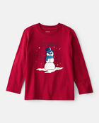 Toddler Boy Snowman Long-Sleeve Graphic Tee - Red, image 1 of 3 slides