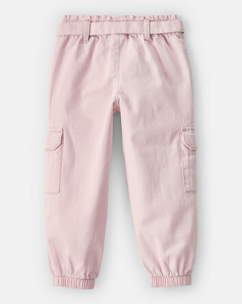 Toddler Girl Cotton Cargo Joggers - Pink, 