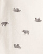 Baby Boy 3-Piece Bear Print Sleeveless Jacket, Bodysuit & Pant Set - Tan/Ivory, image 3 of 5 slides