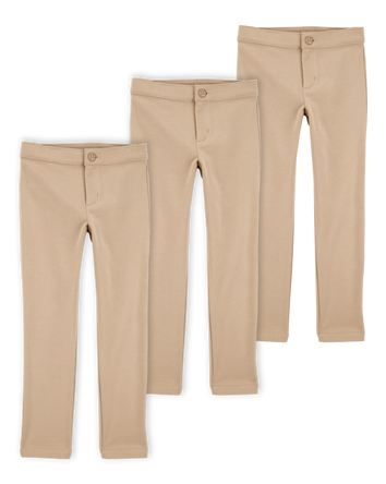 Kid 3-Pack Ponte Knit Uniform Pants - Khaki, 