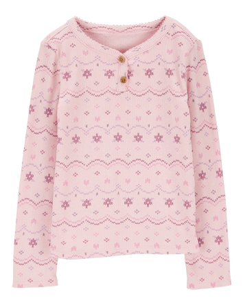 Baby Fair Isle Knit Long-Sleeve Fashion Top - Pink, 
