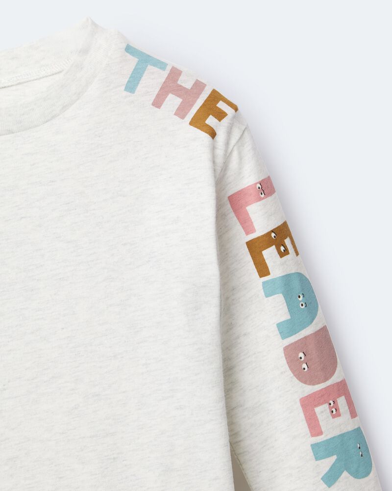 Toddler 'The Leader' Long-Sleeve Relaxed Graphic Tee - Light Heather Grey, image 6 of 6 slides