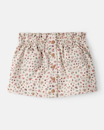 Toddler Girl Floral Print Cotton Skirt - Ivory, 