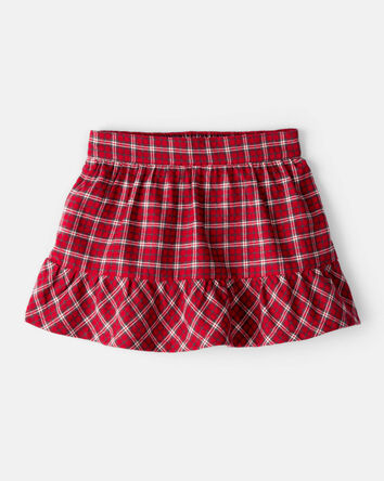 Toddler Girl Plaid Cotton Skort - Red, 