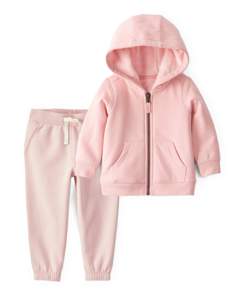 Toddler Girl 2-Piece DayDream Fleece Hooded Zip-Up Jacket & Joggers Set - Pink, image 1 of 9 slides