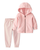 Toddler Girl 2-Piece DayDream Fleece Hooded Zip-Up Jacket & Joggers Set - Pink, image 1 of 9 slides