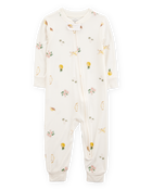 Baby Tropical Print PurelySoft Footless 1-Piece Pajamas - Ivory, image 1 of 5 slides