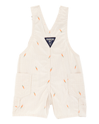 Baby Boy Carrot Print Striped Shortalls - Cream, image 2 of 4 slides