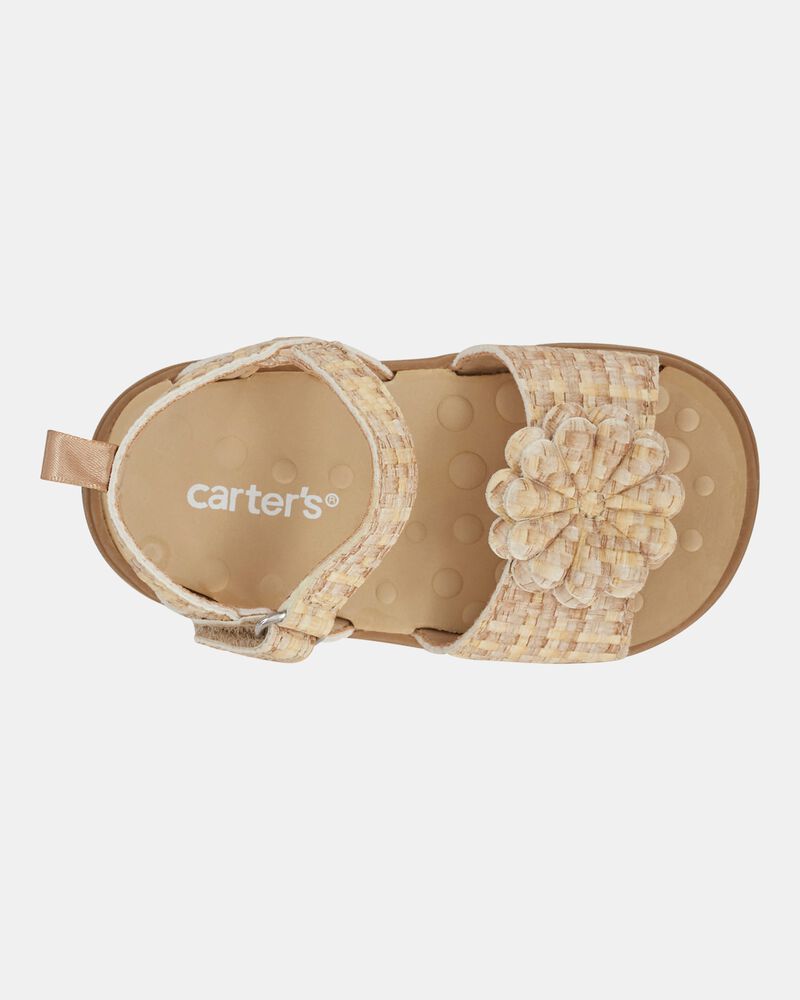 Baby  Every Step&reg; First Walker Woven Flower Accent Sandals - Beige, image 4 of 7 slides