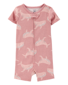 Baby Girl Whale Print Snug Fit Cotton 1-Piece Pajamas - Pink, image 1 of 4 slides