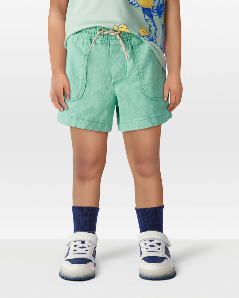 Toddler Pull-On Twill Shorts - Turquoise, image 2 of 6 slides